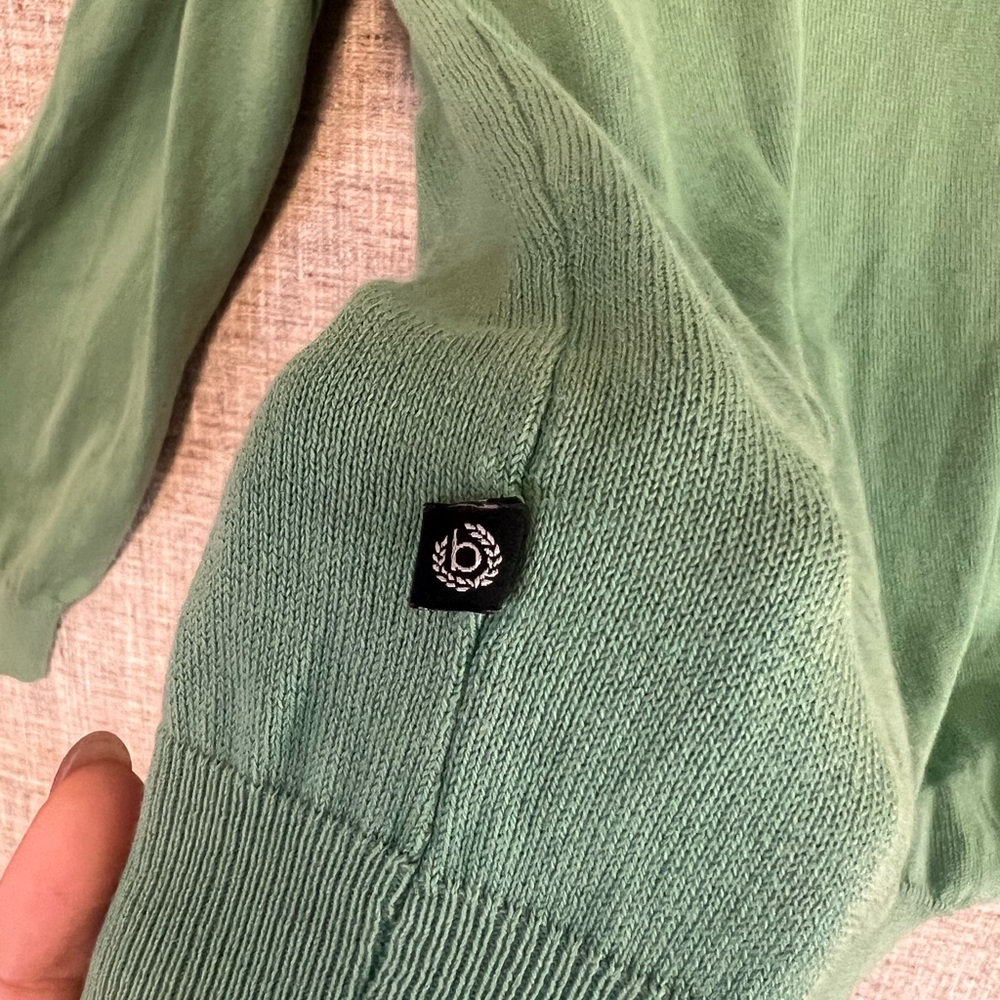 Authentic Bugatti Sage Green Zip Up Sweater Made in Italy 100% Cotton